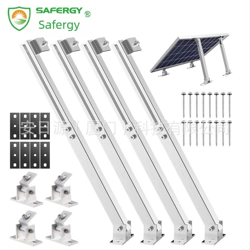 Suport reglabil pentru panouri solare pentru acoperiș din metal, cu picioare frontale și din spate; aliaj de aluminiu; înclinare 15–30°; anodizat; 4 kg