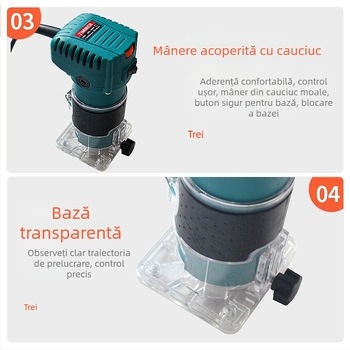 Unealtă electrică de frezat pentru lemn cu viteză reglabilă – tăiere, canelare, gravură și găurire; serie frezare lemn electrică; 220V monofazat; potrivită pentru prelucrarea metalului