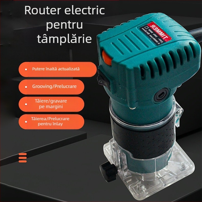 Unealtă electrică de frezat pentru lemn cu viteză reglabilă – tăiere, canelare, gravură și găurire; serie frezare lemn electrică; 220V monofazat; potrivită pentru prelucrarea metalului