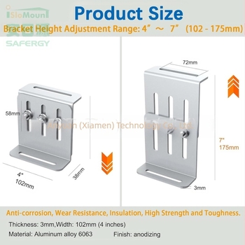 Suport de montaj pentru panouri solare pe acoperiș plat RV și iaht – aliaj de aluminiu, design Z reglabil, conform AS/NZS 1170.2, greutate 0,052 kg, finisaj: anodizare mică