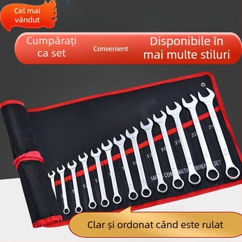 Meiqi set de chei cu rac ratchet, capete deschise, 22 piese, oțel crom-vanadiu