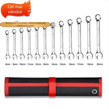 Meiqi set de chei cu rac ratchet, capete deschise, 22 piese, oțel crom-vanadiu