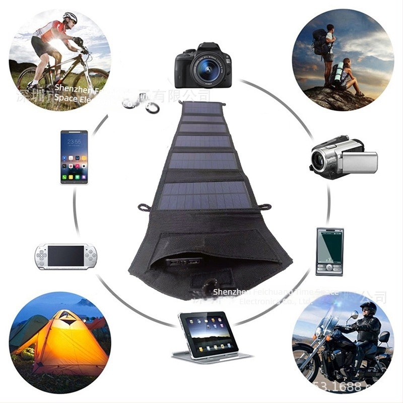 Panou solar portabil 20W, încărcător USB 5V, dimensiuni 180×125×50 mm, celulă fotovoltaică, FCC certificat