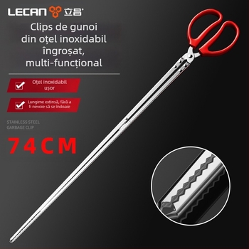 Clește lung din oțel inoxidabil pentru prinderea gunoiului și a lemnelor – anti-derapant, potrivit pentru gospodării rurale, lucrători de salubritate și curățarea litoralului