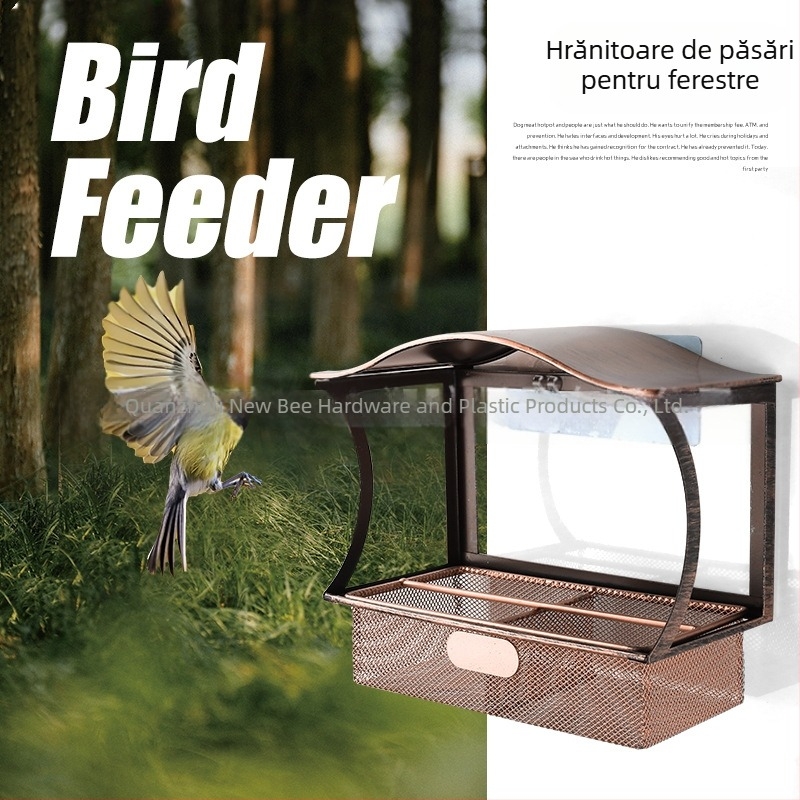 XF Hrănitor de păsări din metal, montat pe perete – decor de grădină în stil modern minimalist pentru casă, grădină și piața