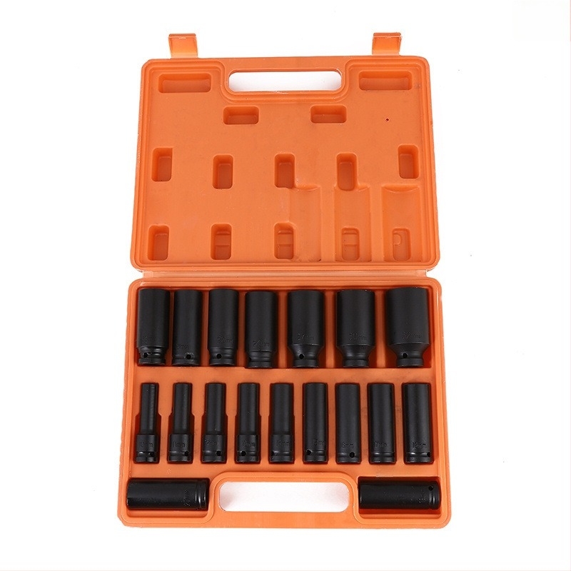 Set chei cu soclu, prelungitor pneumatic, 18 piese, standard metric, greutate 4350