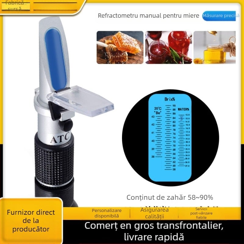 Refraktometru pentru miere RF008bx | concentrația zahărului 58–90% | afișaj pe scară