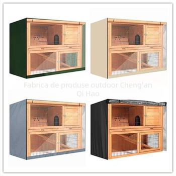 Capac pentru cușca de iepuri, dreptunghiular, din țesătură Oxford 210D cu PU argintiu, protecție împotriva prafului, impermeabil și UV, logo imprimat, ambalat într-o geantă de depozitare impermeabilă cu fermoar