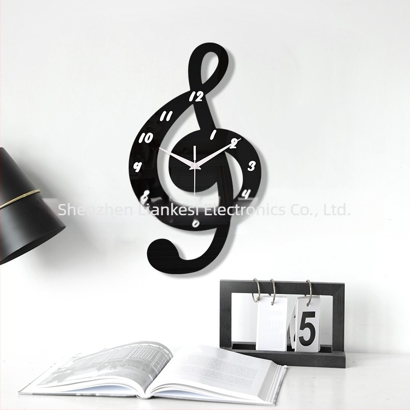 Ceas de perete emoyo, cadru circular din acrilic, design cu notă muzicală, mișcare cuarț cu funcționare silențioasă, Modelul 30503