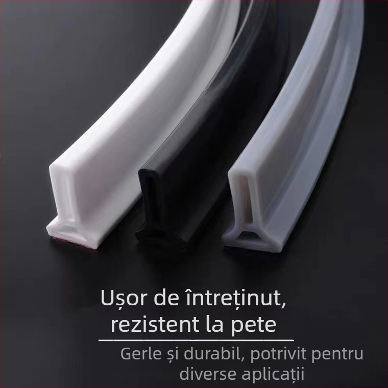 Bandă din silicon în formă de T pentru baie, pentru duș integrat – autoadezivă, barieră impermeabilă, separare uscat-umed