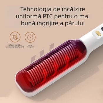 Pieptene de îndreptat părul cu acoperire titan-turmalin, ioni negativi, 15 trepte de temperatură, 45W la 220V (cu fir)