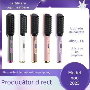 Pieptene de îndreptat părul cu acoperire titan-turmalin, ioni negativi, 15 trepte de temperatură, 45W la 220V (cu fir)