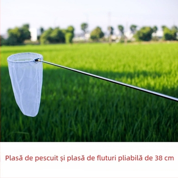 Plasă telescopic din oțel inoxidabil, plasă ultra-scurtă pentru fluturi și libelule, plasă pliabilă pentru capturare