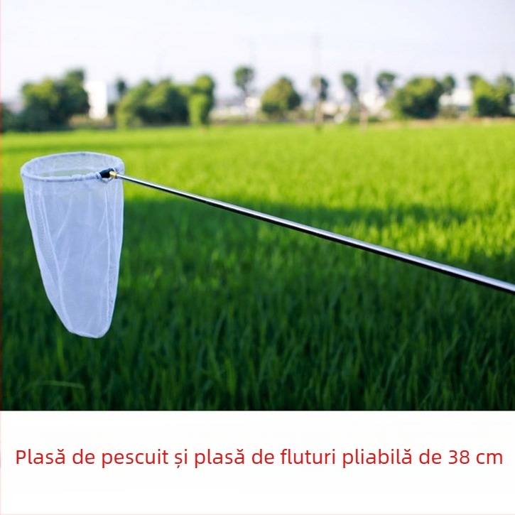 Plasă telescopic din oțel inoxidabil, plasă ultra-scurtă pentru fluturi și libelule, plasă pliabilă pentru capturare