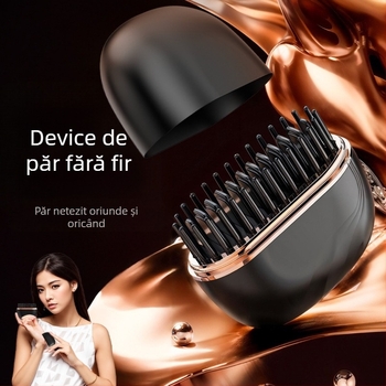 Mini Pieptene Fără Fir pentru Îndreptare Păr—Portabil, Dual pentru Îndreptare și Ondulare, Încălzire Ceramică, 25W, Stilizare în 3–5 Minute