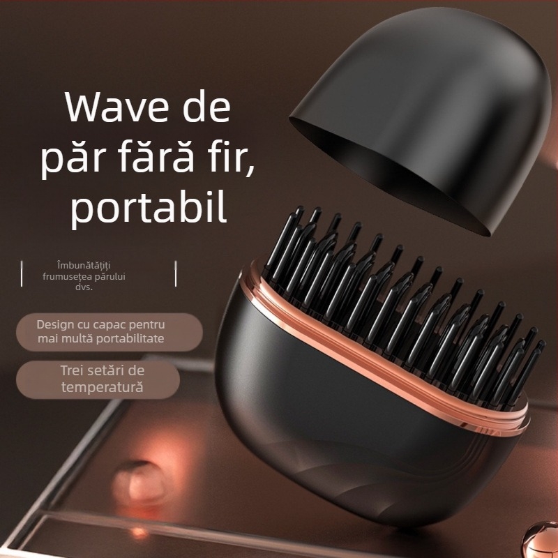 Mini Pieptene Fără Fir pentru Îndreptare Păr—Portabil, Dual pentru Îndreptare și Ondulare, Încălzire Ceramică, 25W, Stilizare în 3–5 Minute