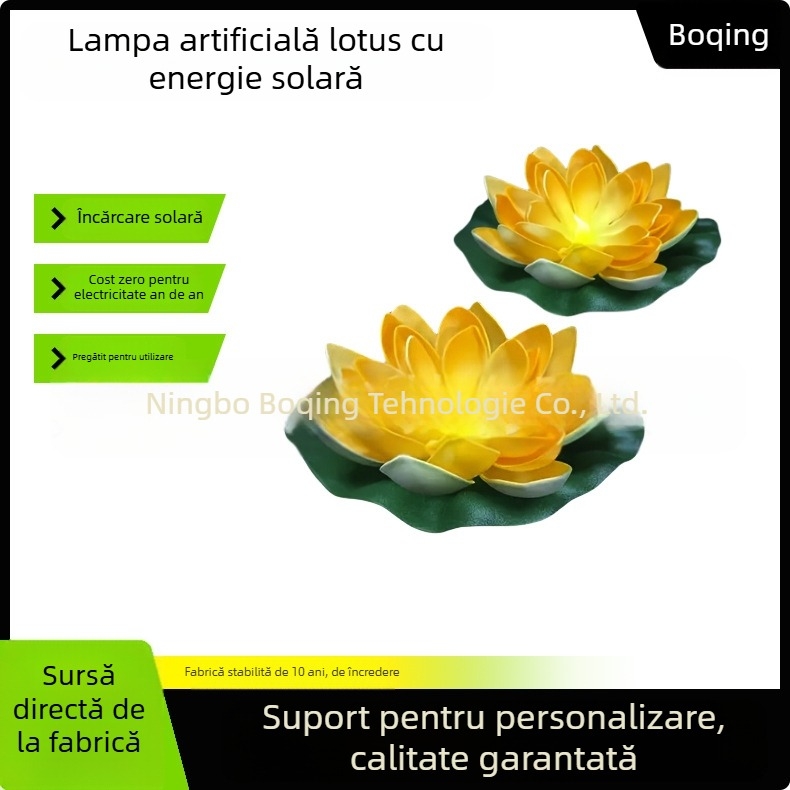 Lampă lotus solară – lumină plutitoare LED pentru grădină și iaz, formă de floare, IP44, 1.2V, comutator inductiv, autonomie 6–12 ore