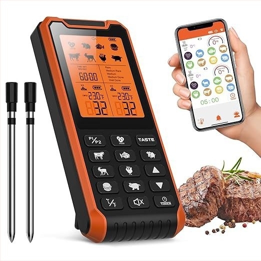 JOYBIBIQ Termometru digital de bucătărie cu Bluetooth, termometru fără fir pentru carne, pentru grătar