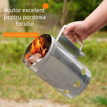 Cilindru de aprindere a cărbunilor pentru grătar — construcție din fier, design modern minimalist