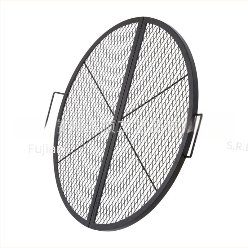Grătar portabil rotund pentru camping – metal, pliabil, model 103-2, 3,5 kg, pentru 3–5 persoane