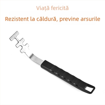 Mâner din oțel inoxidabil pentru tragerea grilajului cuptorului | design modern minimalist | pentru manipulare sigură a grătarului fierbinte