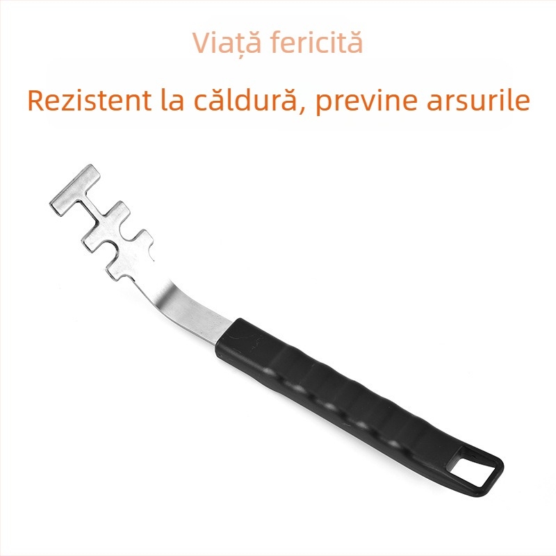 Mâner din oțel inoxidabil pentru tragerea grilajului cuptorului | design modern minimalist | pentru manipulare sigură a grătarului fierbinte