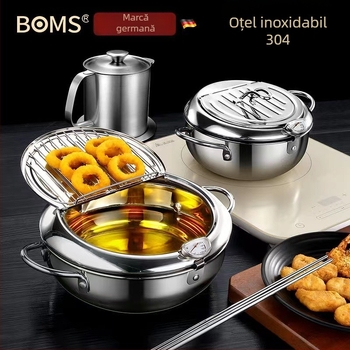 Oală pentru ulei din oțel inoxidabil - stil chinezesc, calitate de primă clasă, imprimare siglei disponibilă