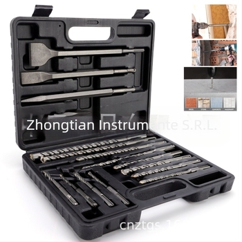 Set de burghie pentru ciocan cu impact, 17 piese, ax circular, canelură dublă, pentru găurire în zidărie și beton