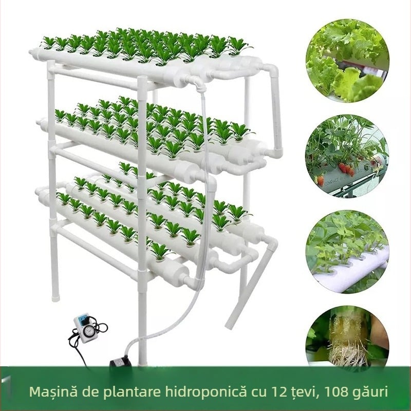 Sistem hidroponic de plantare din țevi PVC, podea, raft 3D multietajat pentru legume, stil simplu, făcut manual, marcă Xinnong Grădină de legume