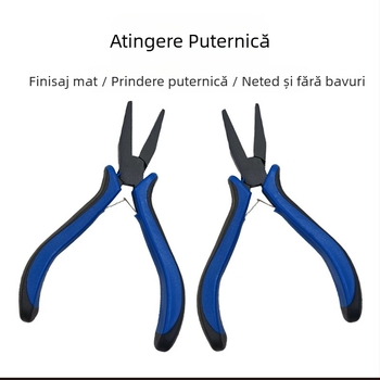 Clește cu nas plat, acoperire teflon și mâner din plastic pentru bijuterii DIY, legare cârlige și tras fir