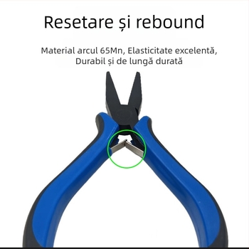 Clește cu nas plat, acoperire teflon și mâner din plastic pentru bijuterii DIY, legare cârlige și tras fir