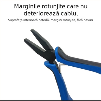 Clește cu nas plat, acoperire teflon și mâner din plastic pentru bijuterii DIY, legare cârlige și tras fir