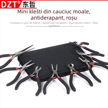 Clește mini cu mâneri acoperite din țesătură și cu capace din plastic, 8 piese pentru asamblare, demontare și instalare (Brand: DZT; Material: oțel 45#; Duritate: înaltă)