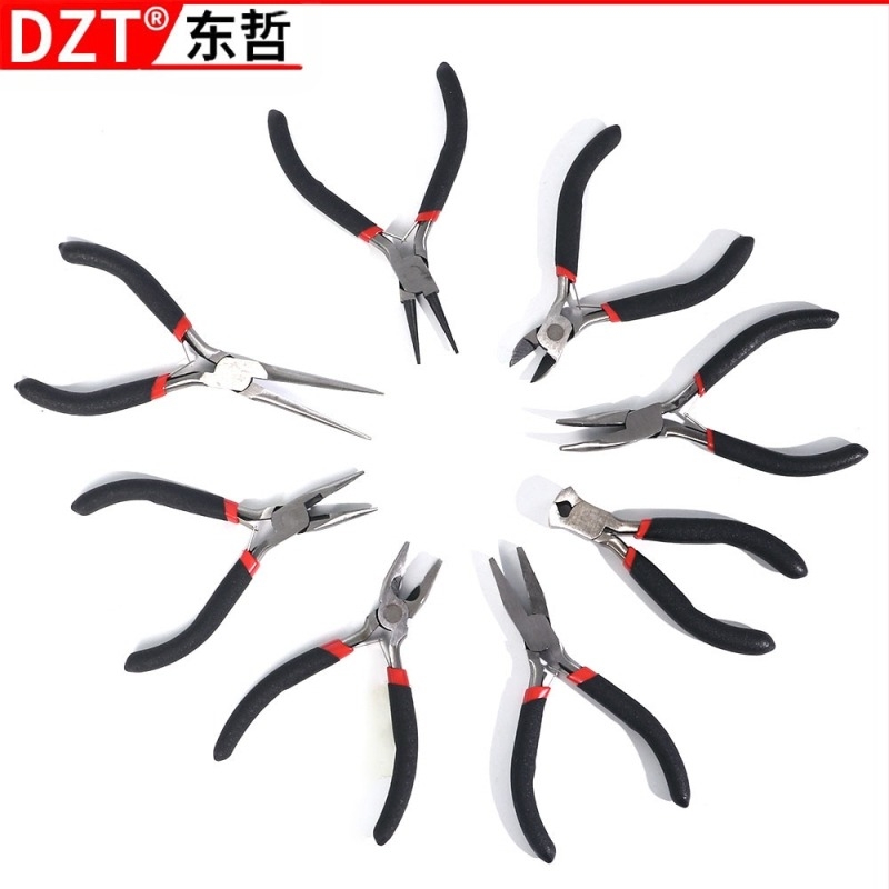 Clește mini cu mâneri acoperite din țesătură și cu capace din plastic, 8 piese pentru asamblare, demontare și instalare (Brand: DZT; Material: oțel 45#; Duritate: înaltă)