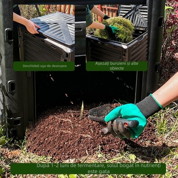 Recipient de compost din plastic pentru curte și grădină, cu capac — HMTPC