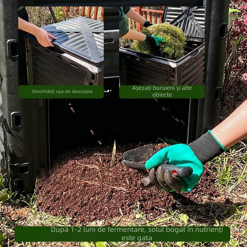 Recipient de compost din plastic pentru curte și grădină, cu capac — HMTPC