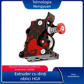 Extruder pentru imprimantă 3D HGX, din metal, dinți helicali, dublu angrenaj, oțel călit