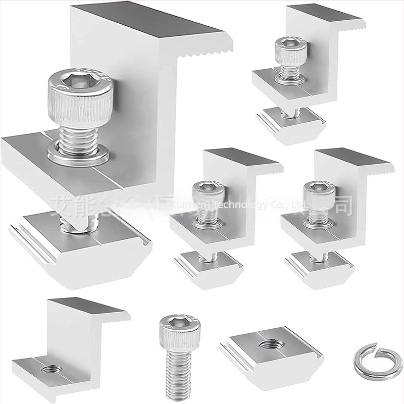 Set de patru piese pentru suporturi de panouri solare, cu presiune laterală și cheie de montaj (aluminiu AL6005-T5)