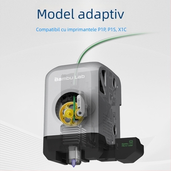 X1P1 extruder pentru imprimare 3D – construcție metalică completă, alamă, oțel întărit, componente de angrenaj DLC
