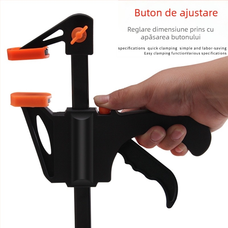 F-clamp pentru tâmplă, fixarea plăcilor, reglabil, oțel cu conținut ridicat de carbon, 0,5 kg