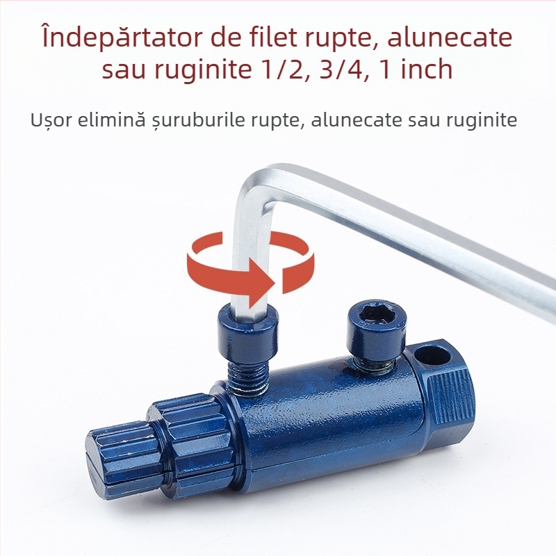 Set multifuncțional pentru robinet unghiular: extractor pentru șuruburi rupte și tap de filet, dimensiuni 4 și 6, cap cu filet invers