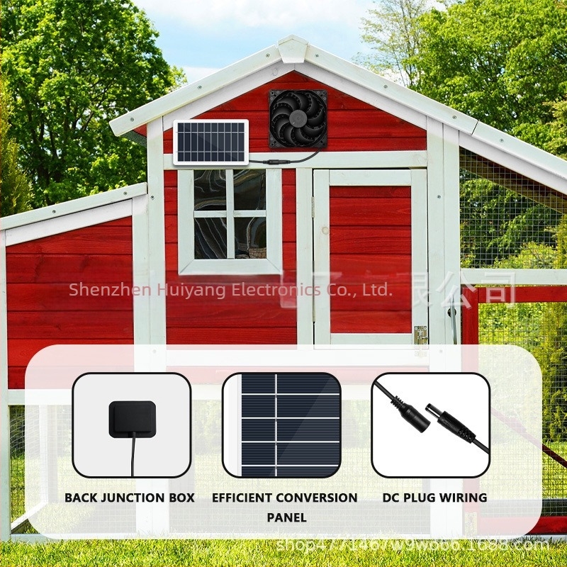 Panou solar exterior cu ventilator pentru răcirea animalelor de companie, cu fotocelă (CE ROSH certificat; Photocell; Not Imported)