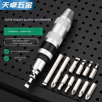 Set de șurubelnițe cu impact, cu biti pentru extragerea șuruburilor ruginite, din oțel crom-molibden, magnetic