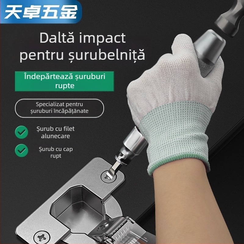 Set de șurubelnițe cu impact, cu biti pentru extragerea șuruburilor ruginite, din oțel crom-molibden, magnetic