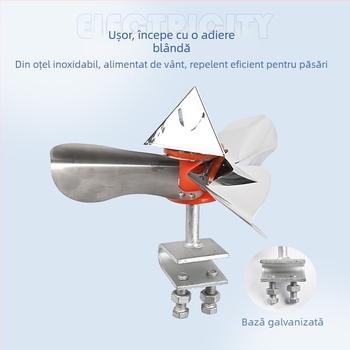 Repeller pentru păsări din oțel inoxidabil, alimentat cu vânt, pentru căi ferate și livezi, mori eoliene reflectorizante pentru linii de înaltă tensiune