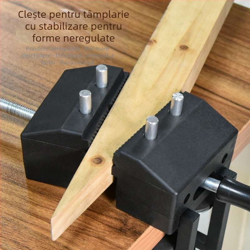 Șurub de banc pentru tâmplă, construcție metalică, reglabil la mai multe unghiuri, gură plată, pentru uz casnic