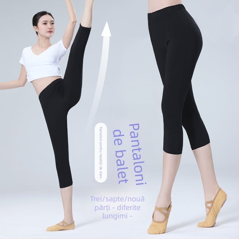 Pantaloni de balet pentru adulți, femei – model solid, țesătură din bumbac, căptușeală 95%, potrivite pentru vară, primăvară, toamnă, dans modern