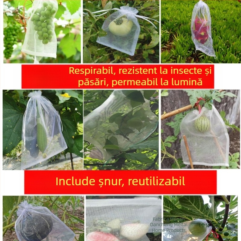 Pungă de fructe din plasă, cu protecție împotriva insectelor și a păsărilor pentru struguri, rodie, căpșuni și smochine; material: floare de mătase; cod produs: F99hj6t9ssh77; stil: album.