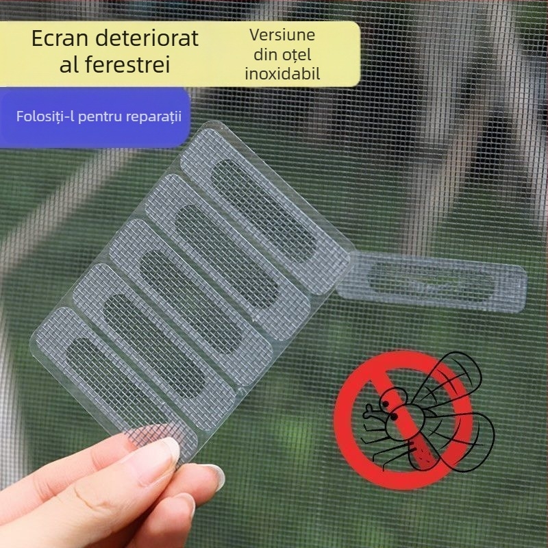 Patch din aliaj de aluminiu pentru găuri la ferestre și uși – anti țânțari, pentru repararea plasei, reutilizabil