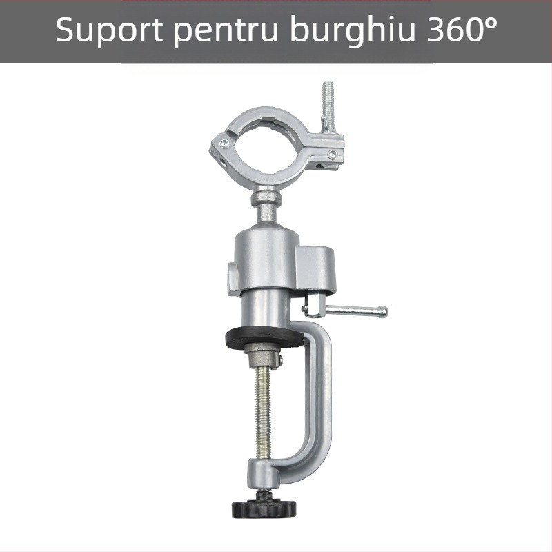 Prindere universală rotativă pentru bormașină și șlefuitor, montaj pe masă, aliaj de aluminiu, rotație de 360°